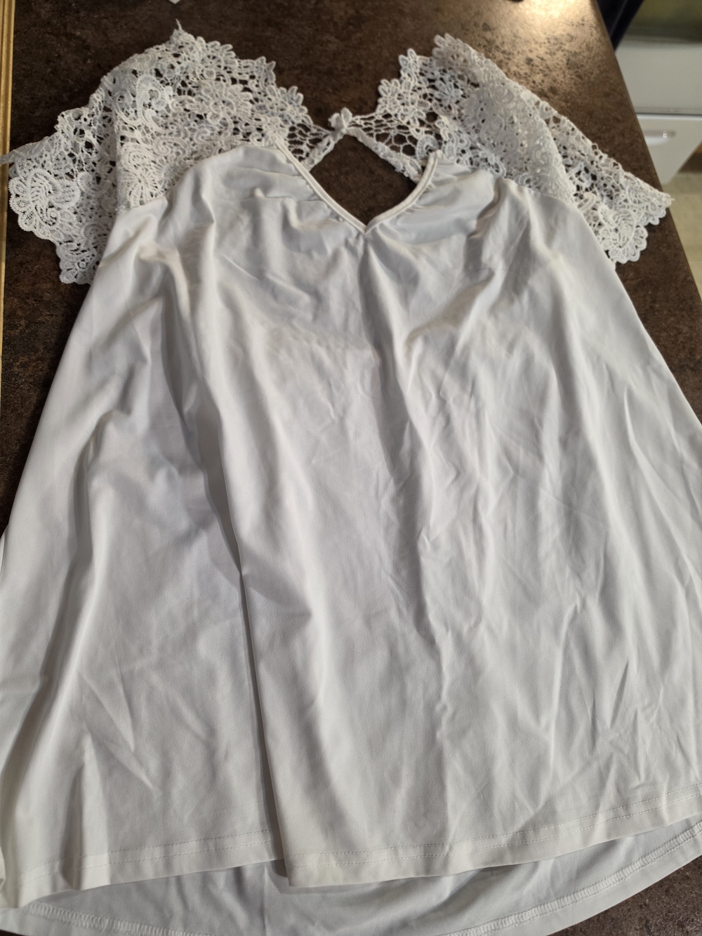 Women's White Lace-Trim Blouse